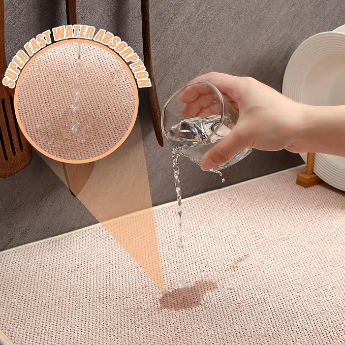 Hushee 2 Pack Extra Large Dish Drying Mat Microfiber Absorbent Dish Drying Pad - Image 3