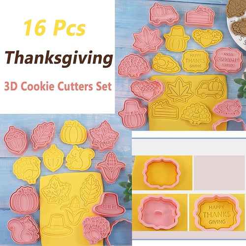 16-Pcs Thanksgiving Cookie Cutters Set 3D Cookie Cutters - Image 2