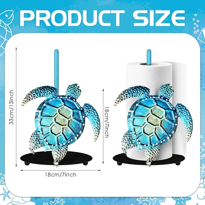 Sea ​​Turtle Paper Towel Holder Green Metal Paper Towel Holder Large Decorative - Image 2