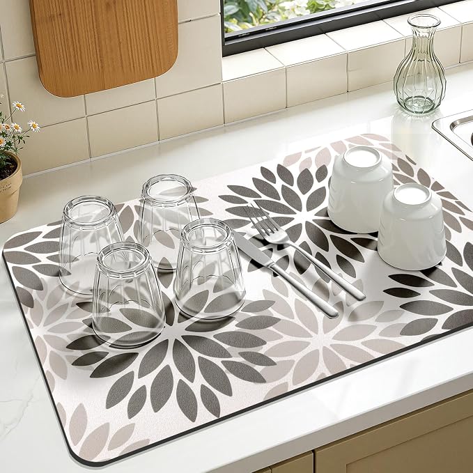 Findosom Floral Dish Drying Mat, Cuttable Drying Mat - Image 7