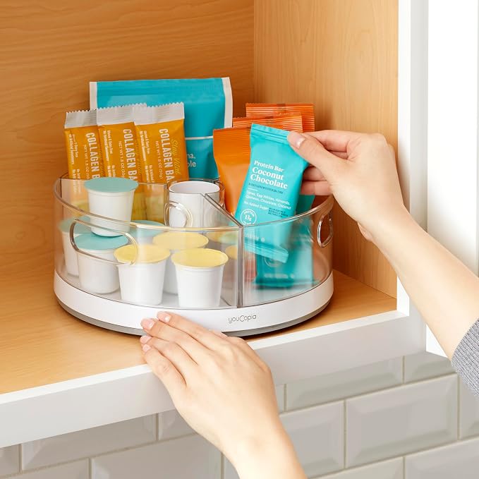 YouCopia Crazy Susan Lazy Susan Organizer, 3 BPA-Free Removable Clear Bins - Image 5