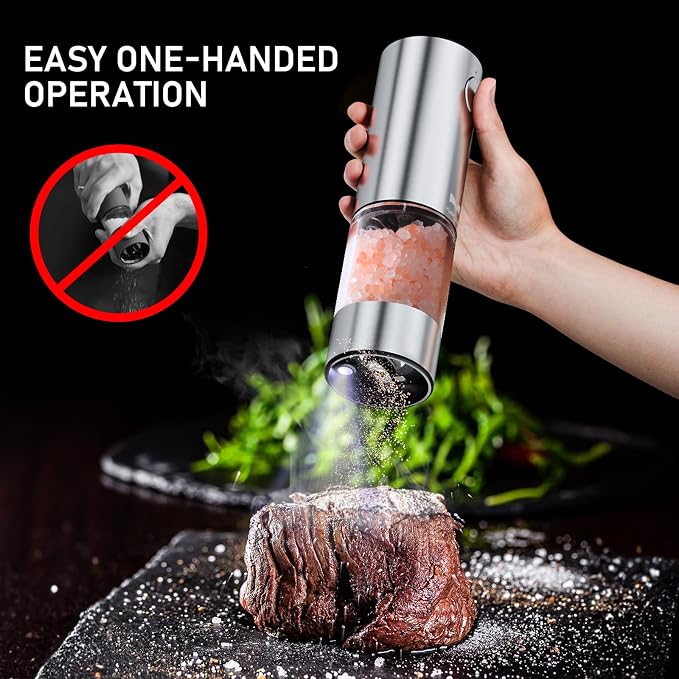 Electric Salt and Pepper Grinder Set Rechargeable, Yumcian Automatic Shakers Set - Image 4