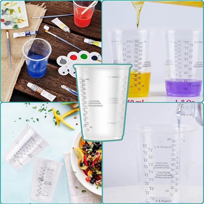 Taeku Measuring Cups Plastic, 8 oz Disposable Clear Epoxy Cups - Image 6