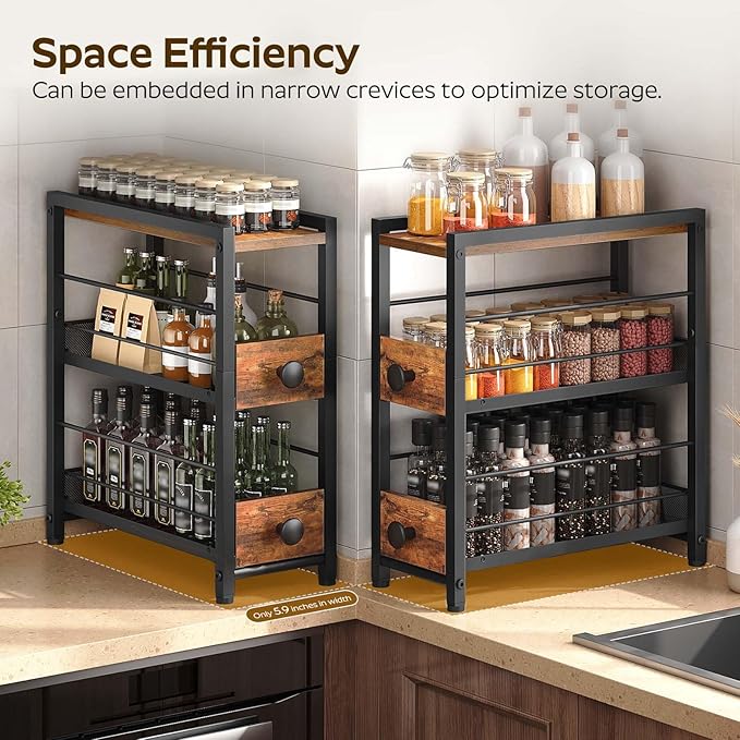 YATINEY Spice Rack, 3-Tier Pull Out Spice Rack Organizer - Image 5