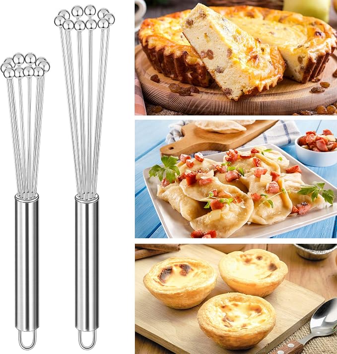 Patelai 2 Pieces Stainless Steel Ball Whisk Wire Egg Whisk Set Kitchen - Image 7