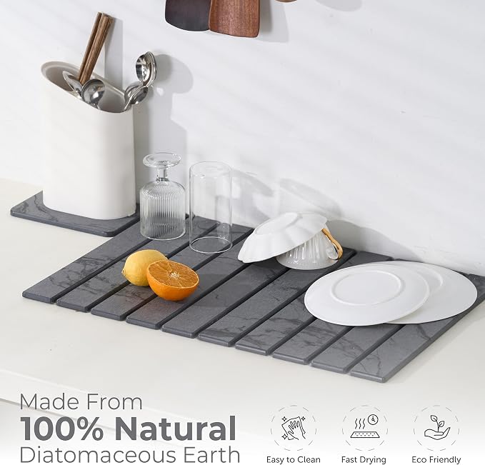 Large Stone Dish Drying Mat for Kitchen Counter, Quick Dry Stones Dishes Mats - Image 6
