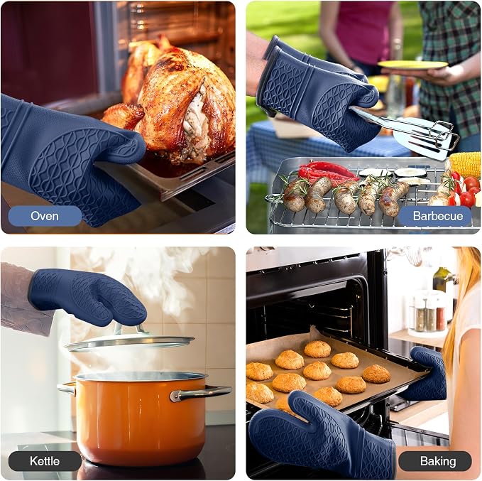 Silicone Oven Mitts, Heat Resistant 2PCS Oven Mitts - Image 6