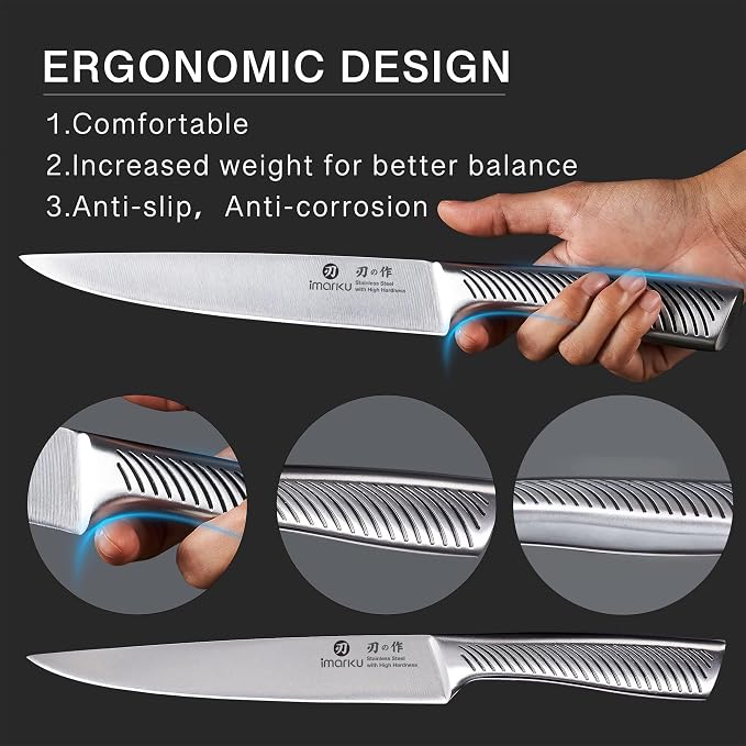 imarku Knife Block Set, Kitchen Knife Set Black, Dishwasher Safe, Build-in - Image 4