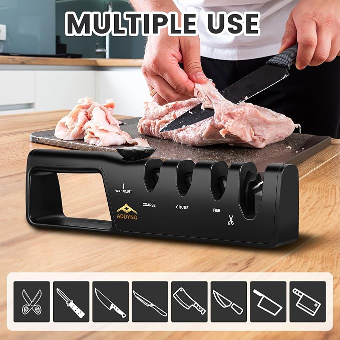 4-in-1 Knife Sharpener with Angle Guide, Adjustable Edge, 3-Stage - Image 5