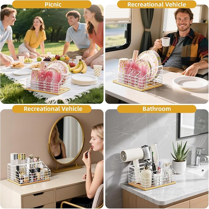 Metal Paper Plate Holders Dispenser, Disposable Paper Plate Utensil Holder - Image 6