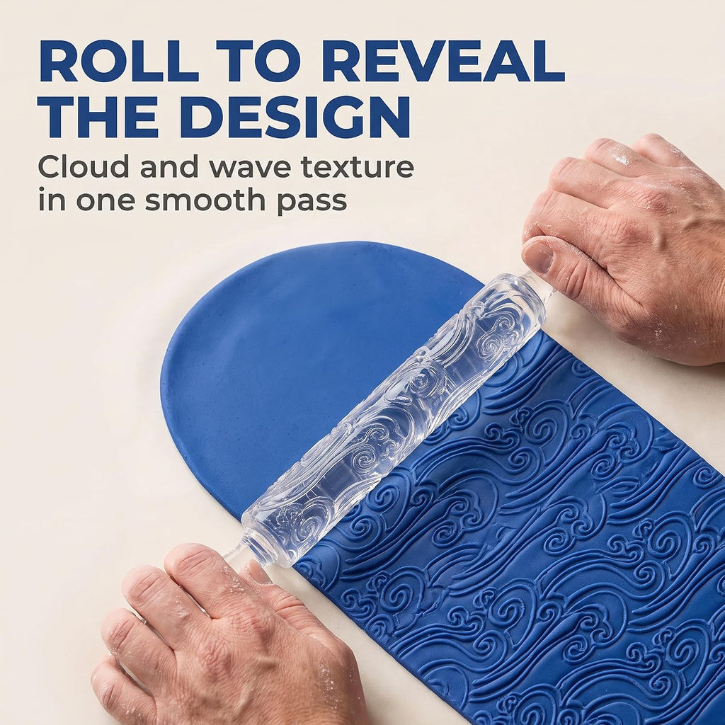 Embossing Acrylic Clear Rolling Pin Sea Wave Effect Texture Cake