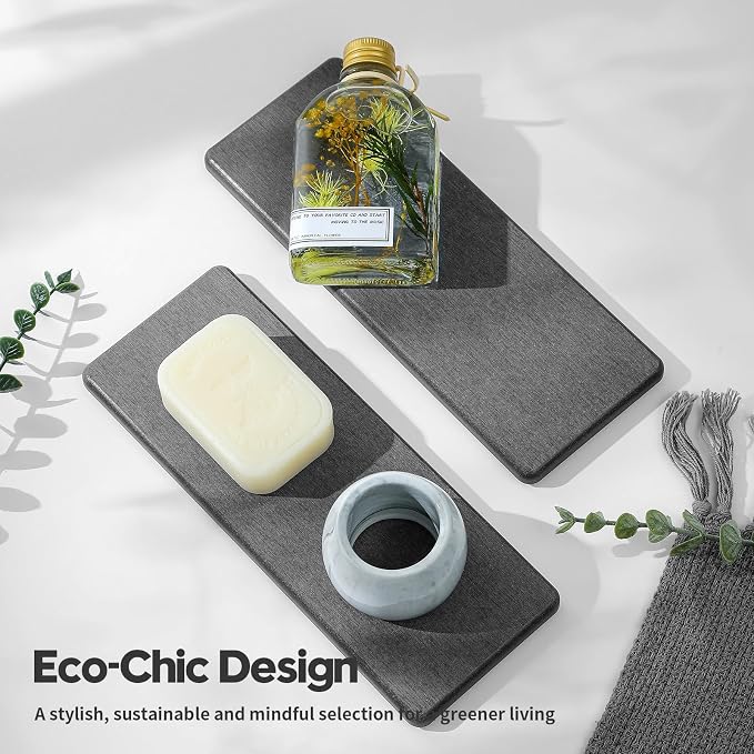 Razborci 2PCS Bathroom Trays, Water Absorbing Diatomite Stone Quick Drying Mat - Image 7