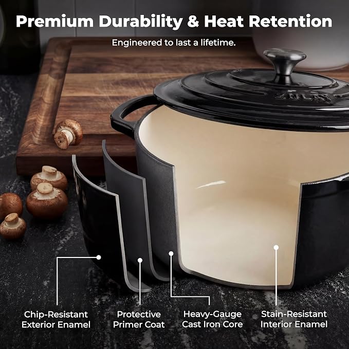 Zulay Kitchen 6.4 Quart Enameled Cast Iron Dutch Oven Pot - Image 5