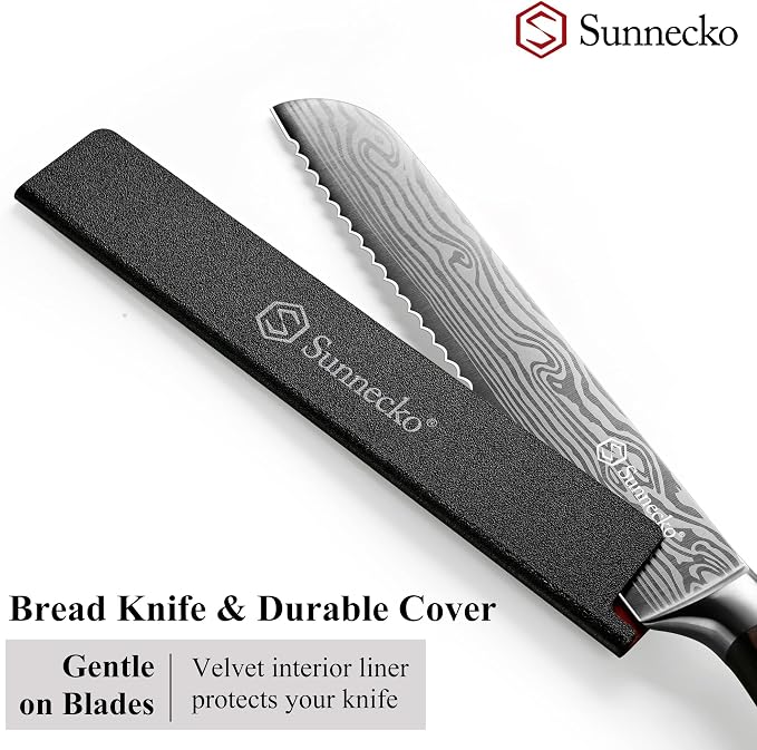 Sunnecko Bread Knife 8 Inch, High Carbon Stainless Steel Serrated Bread Knife - Image 4