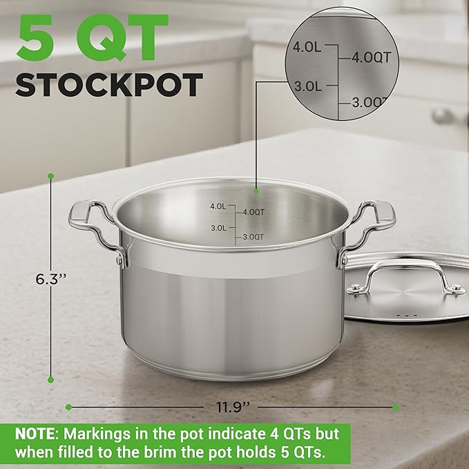 NutriChef 5-Quart Stainless Steel Stockpot - Image 2
