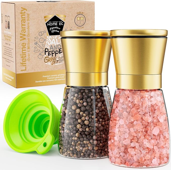 Home EC Original Gold Salt and Pepper Grinder Set of 2 by HOMEEC