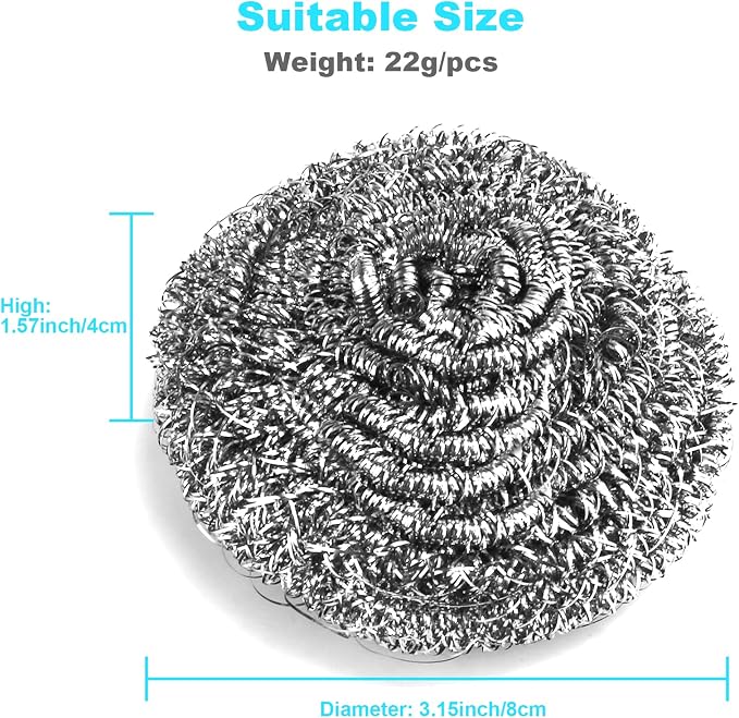 15 Pack Steel Wool Scrubber, Metal Kitchen Scrubbing Sponges, Dishwashing - Image 3