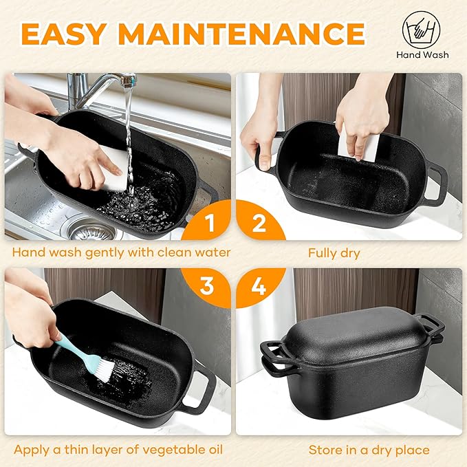 Oval Dutch Oven for Bread Baking, Pre-seasoned Cast Iron Bread Pans for - Image 4