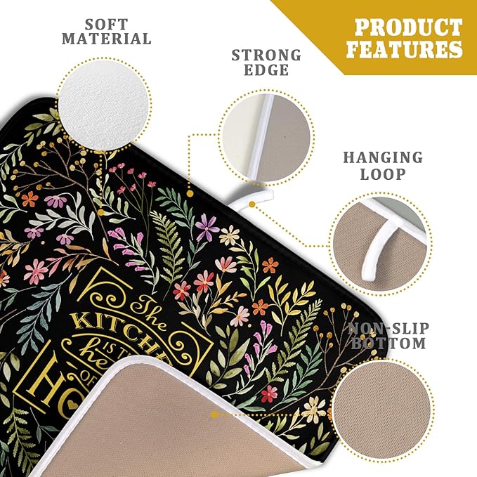 Absorbent Dish Drying Mat Colorful Flowers Microfiber Pad - Image 4