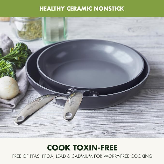 GreenPan Valencia Pro Hard Anodized Healthy Ceramic Nonstick 8" and 10" Frying - Image 3