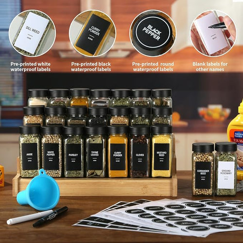 48 Glass Spice Jars with Labels, Spice Jar Set, 4oz Spice Containers, Seasoning - Image 2