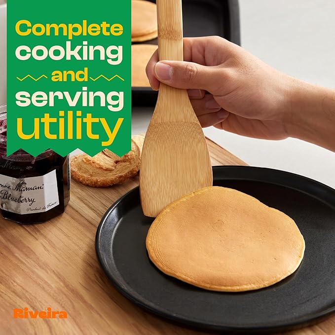 Riveira Bamboo Cooking Spoons 6-Piece – Wooden Cooking Utensils Set - Image 3