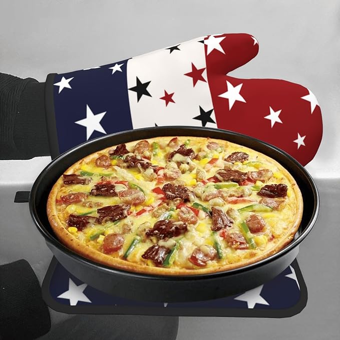 Red White and Blue Oven Mitts and Pot Holders Sets Patriotic American Flag - Image 7