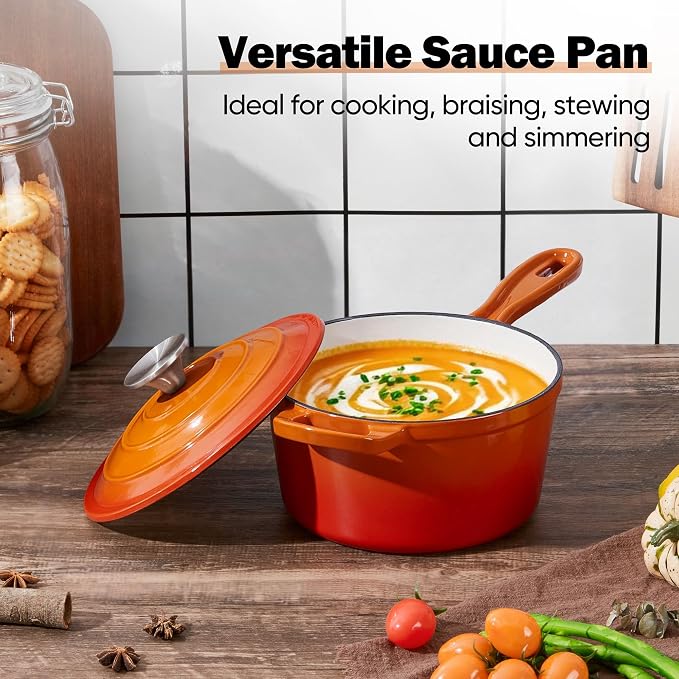 Homikit Small Cast Iron Pot, 1 QT Enameled Cast Iron Sauce Pan - Image 7