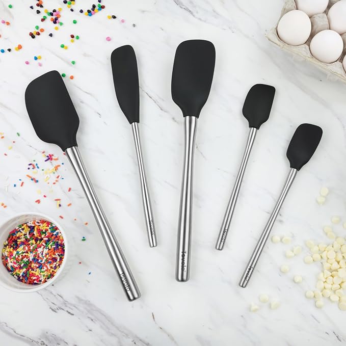 Tovolo Stainless Steel Handled Silicone Spatula Set of 5, Dishwasher Safe - Image 4