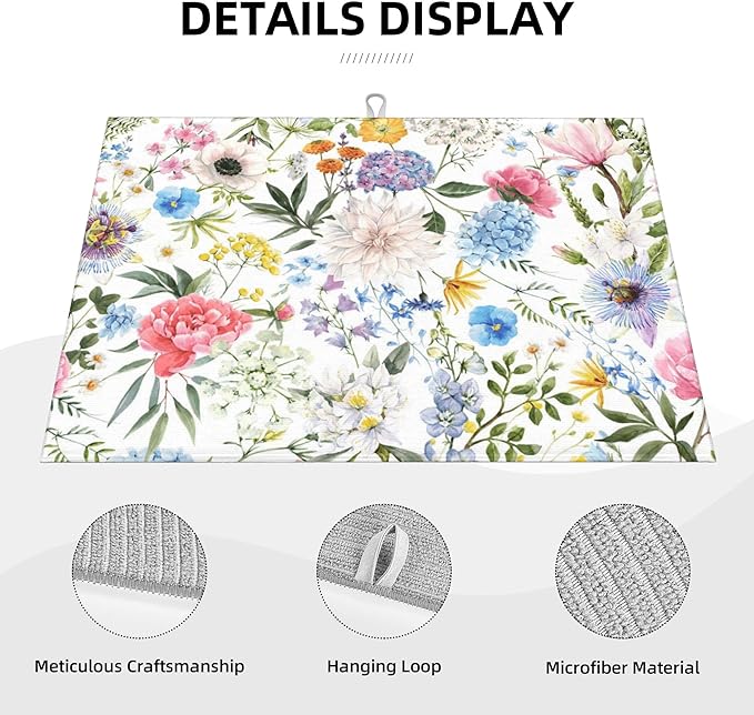 Colorful Flowers Dish Drying Mat - Image 4