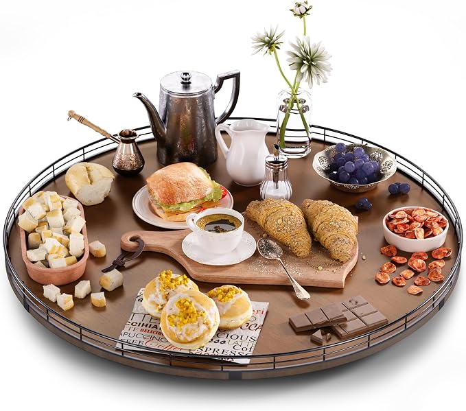 Farmhouse Oak 24" Lazy Susan Turntable Organizer by AMH