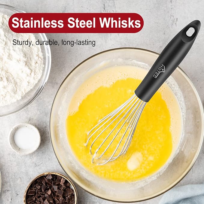 HOTEC 4 Pieces Stainless Steel Whisks Set, Wire Balloon Whisks Egg Beater - Image 2