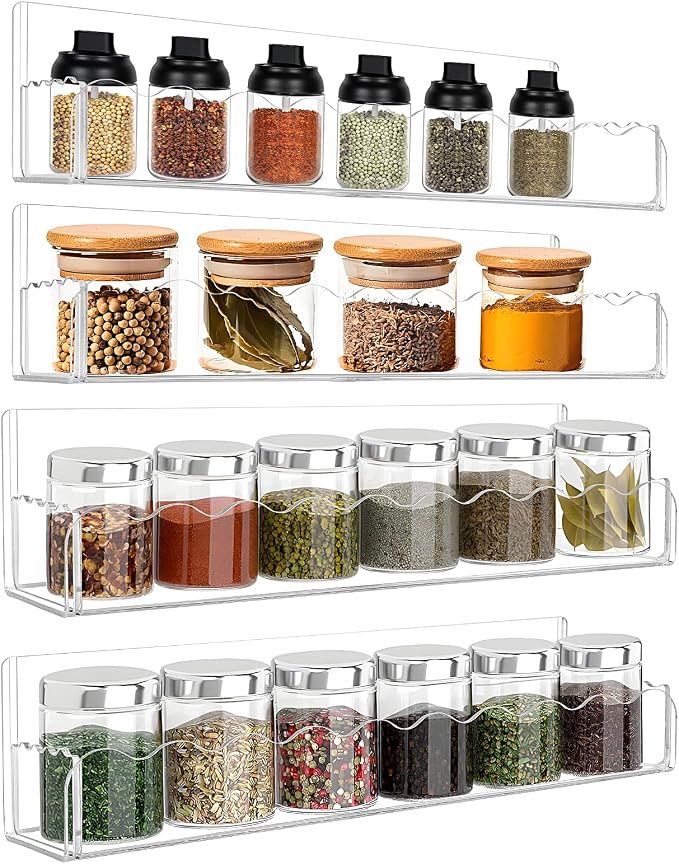 12 inch Spice Rack Wall Mounted, 4 Pack Spice Organizer Shelf by Douildhaiy