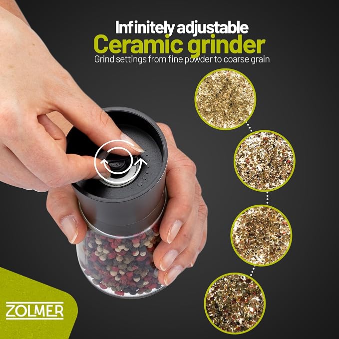 ZOLMER® Premium Stainless Steel Salt and Pepper Grinder Set manual | Adjustable - Image 3