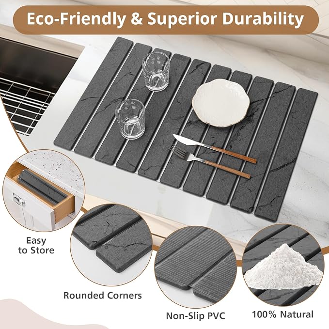 2 PCS Large Stone Dish Drying Mat - Image 4