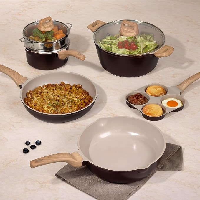 CAROTE 21 PCS Ceramic Cookware Set, Pots and Pans Set Non Stick, Pot and Pan Set - Image 8