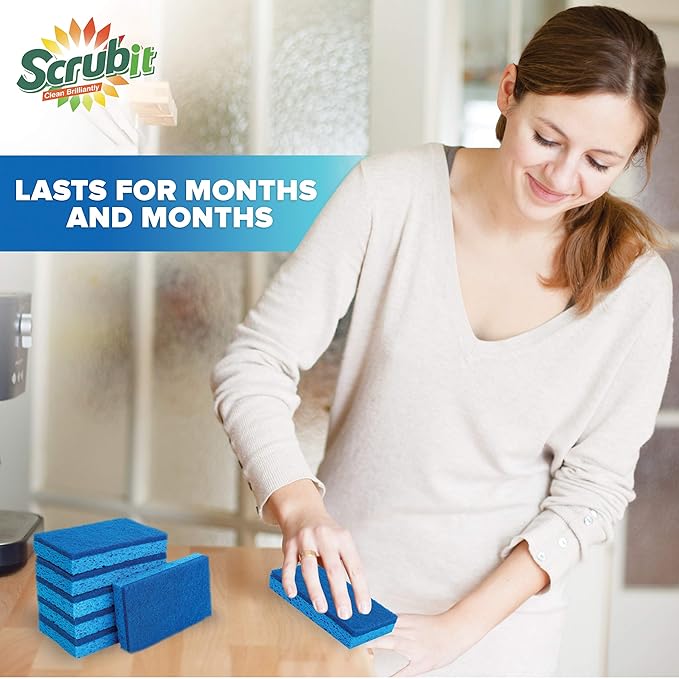 Scrubit Non-Scratch Cleaning Scrub Sponges- Scrubbing Dish Sponge Ideal - Image 3