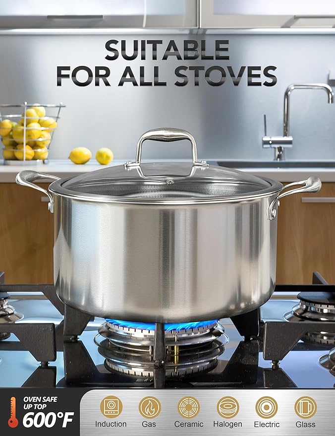 MICHELANGELO Tri-ply Stainless Steel Stock Pot, Heavy Duty Stockpot - Image 3