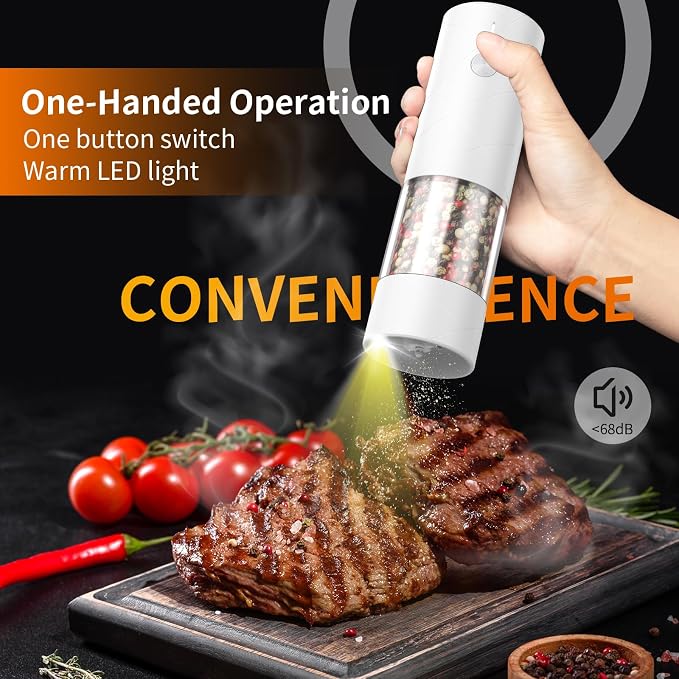2Pack Electric Salt and Pepper Grinder Set USB Rechargeable - Image 2