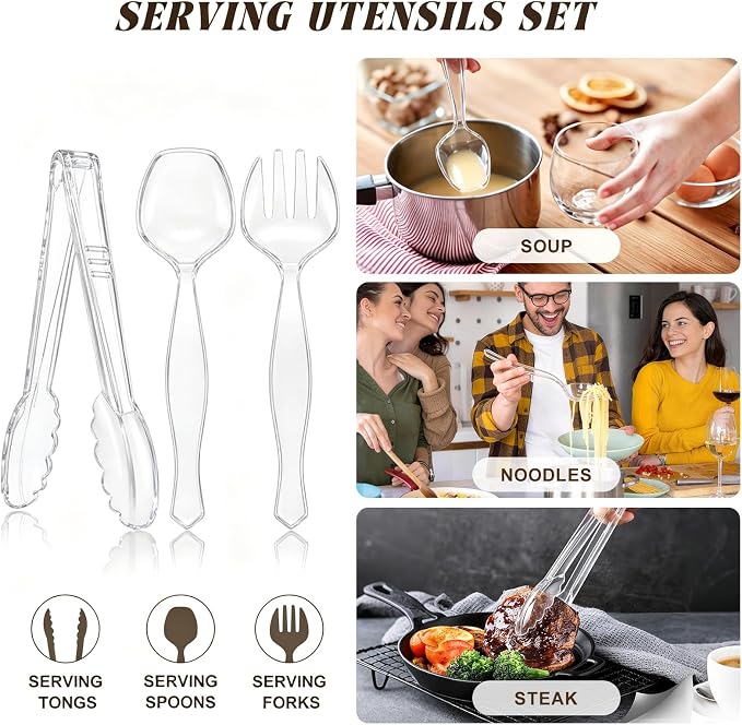 Mwellewm 18Pcs Serving Utensils, 8.5'' Plastic Serving Utensils Set, Disposable - Image 8