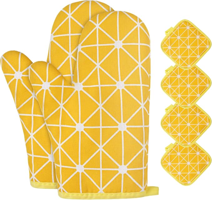 AUAUY Oven Mitts and Potholders BBQ Gloves-Oven Mitts and Pot Holders by AUAUY