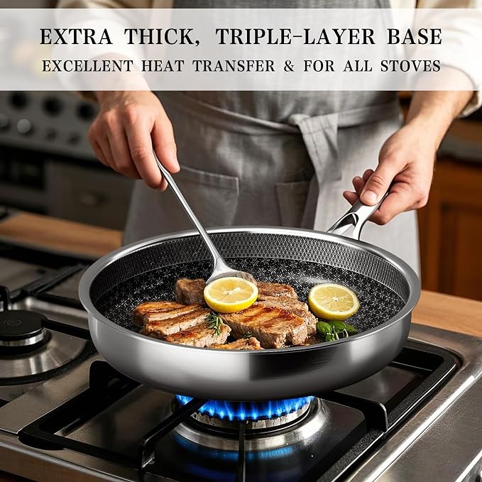 VONIKI Hybrid Tri-ply Stainless Steel Cookware Set, Pots And Pans Set Non Stick - Image 8