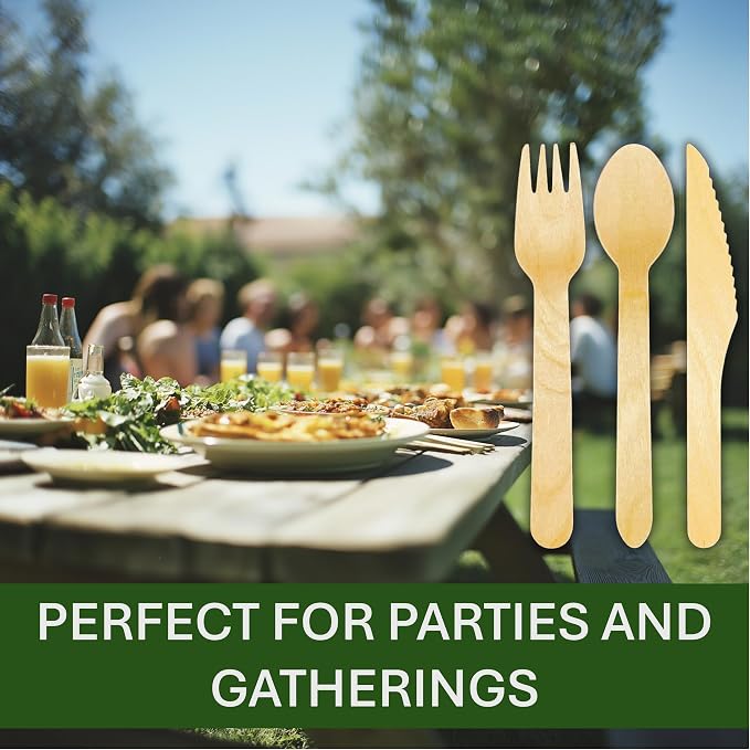Disposable Wooden Cutlery Set 360 PCS - Image 4