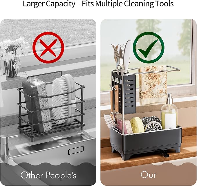 MOUKABAL Sponge Holder for Kitchen Sink, 2-Tier Sink Caddy Organizer - Image 4