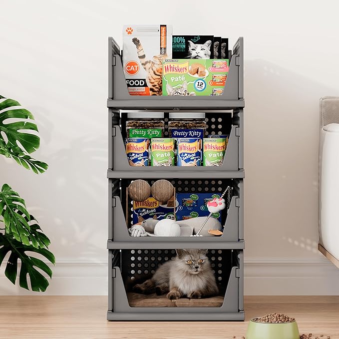 Pinkpum 6 Pack Black Closet Organizers and Storage Plastic Stackable Storage - Image 2
