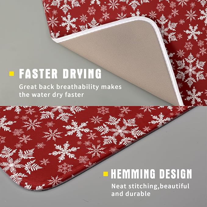 Christmas Dish Drying Mat for Kitchen Counter 18x16 Inch Xmas Snowflake Drying - Image 5