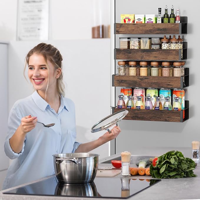 Vetacsion 4 Pack Moveable Fridge Magnetic Spice Racks - Image 4