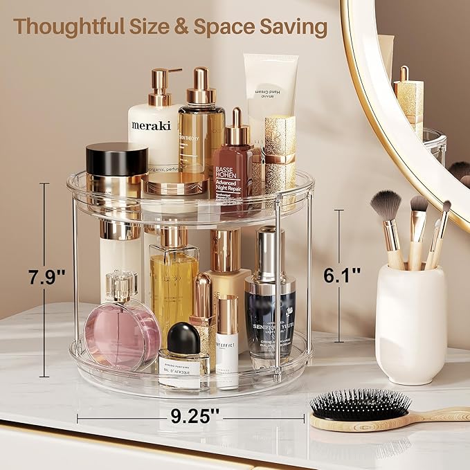 LAMU 4 Pack 2 Tier Lazy Susan Turntable Organizer 9.25'' Rotating Spice Rack - Image 4