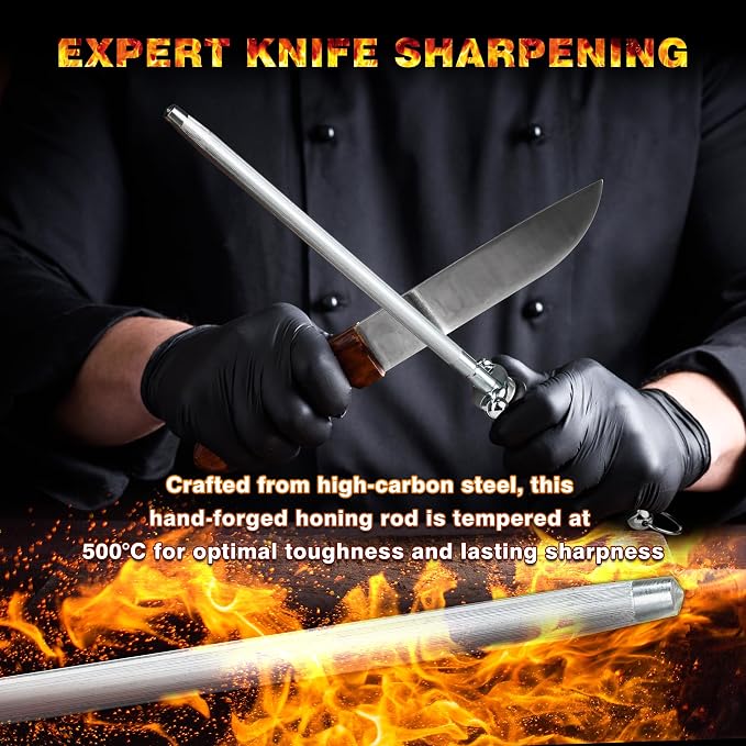 Knife Sharpener Rod, Kitchen Knives Sharpener Carbon Steel Professional Knife - Image 2