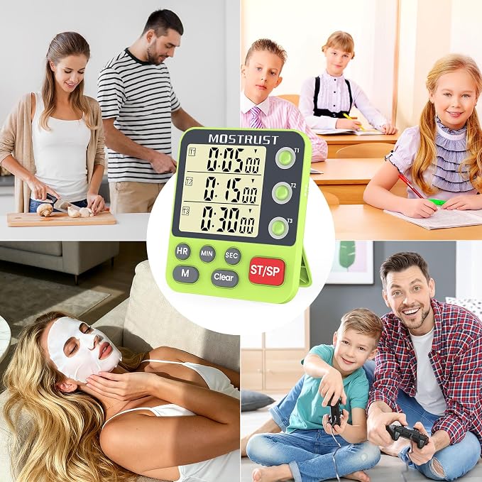 Digital Dual Kitchen Timer, 3 Channels Countdown Triple Timer - Image 7